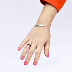 PULSEIRA INFANTIL COM PLACA LISA ELO PORTUGUES FINO - PRATA 925