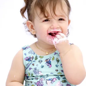 CONJUNTO INFANTIL MINNIE COM LAÇO E EXTENSOR- BANHADO A OURO 18K