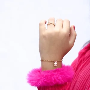 PULSEIRA INFANTIL  COELHO RESINADO - BANHADO A OURO 18K