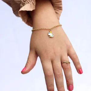 PULSEIRA INFANTIL UNICÓRNIO RESINADO - BANHADO A OURO 18K