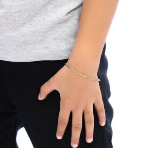 PULSEIRA INFANTIL MASCULINA 3X1 FINA FECHO MOSQUETÃO - BANHADO A OURO 18K