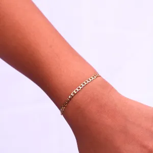 PULSEIRA INFANTIL MASCULINA GRUMET FINA FECHO MOSQUETÃO - BANHADO A OURO 18K
