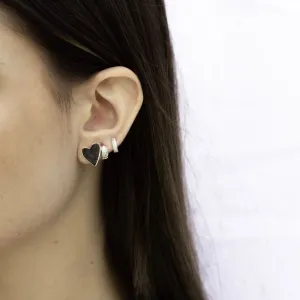 BRINCO CORAÇÃO COM PONTA LISO - BANHADO A RÓDIO BRANCO