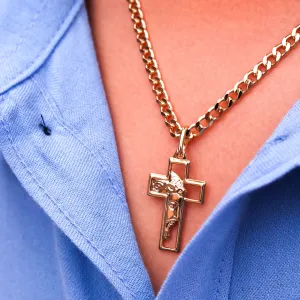 PINGENTE CRUCIFIXO MÉDIO COM  JESUS CRISTO CRUCIFICADO - BANHADO A OURO 18K