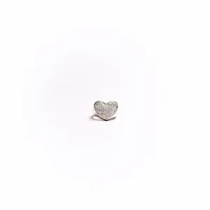 ANEL CORAÇÃO GRANDE RETO  CRAVEJADO ZIRCONIA CRISTAL- Nª22- BANHADO A RÓDIO BRANCO