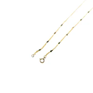 CORRENTE ELO GRUMET FINO COM MINI TREVO - BANHADO A OURO 18K