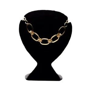 CHOKER  ELOS LARGOS COM ELOS CRAVEJADOS DE ZIRCONIA COM EXTENSOR- BANHADO A OURO 18K