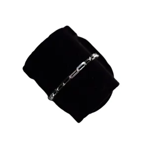 PULSEIRA MASCULINA CARTHIE MÉDIO COM FECHO MOSQUETÃO -  BANHADO A RÓDIO BRANCO