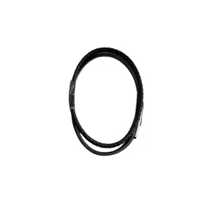 PULSEIRA DE COURO INOX TRIPLA TRANÇADA E LISA COM PLACA FLECHA PRETA- COURO SINTETICO INOX