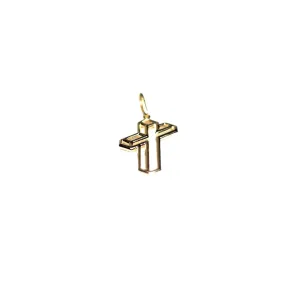PINGENTE CRUZ 3D MÉDIA - BANHADO A OURO 18K