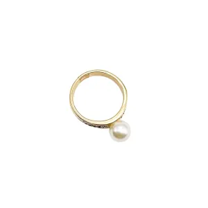 ANEL SOLITÁRIO EM PÉROLA COM ZIRCONIA CRISTAL- Nª20- BANHADO A OURO 18K