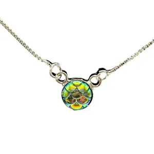 CORRENTE ESCAMA DE SEREIA FRUTA-COR VERDE  -PRATA 925