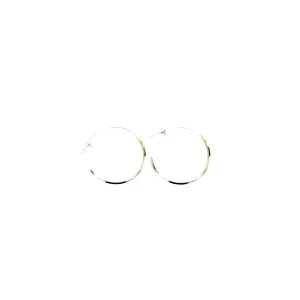 ARGOLA LISA MEDIA QUADRADA - BANHADO A RÓDIO BRANCO