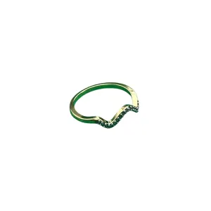 ANEL ONDA CRAVEJADO COM MICRO ZIRCÔNIA CRISTAL Nº19 - BANHADO A OURO 18K