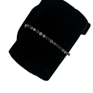 TORNOZELEIRA RIVIERA COLORS  COM EXTENSOR - BANHADO A RÓDIO BRANCO