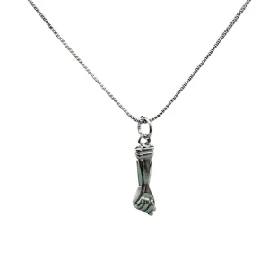 CORRENTE VENEZIANA COM MÃO DE FATIMA (FIGA) LISA 40CM - BANHADO A RODIO BRANCO