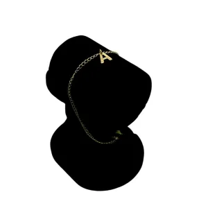 PULSEIRA GRUMET FINO COM INCIAL A- BANHADO A OURO 18K