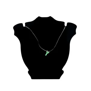 CORRENTE FIO DE SILICONE COM PINGENTE  INCIAL Y SIMPLES - BANHADO A PRATA 925