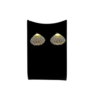 BRINCO CONCHA CHEIO COM MICRO ZIRCÔNIA CRISTAL - BANHADO A OURO 18K