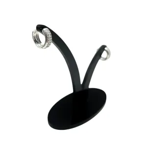 BRINCO ARGOLA MEDIO COM FILEIRA DUPLA CRAVADO COM MICRO ZIRCÔNIA CRISTAL E DETALHES LATERAL EM FIO  - BANHADO A PRATA 925