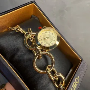 RELOGIO EURO FEMININO DOURADO PULSEIRA DE ELOS COM ENCAIXE EM FECHO EU2035YYD/4D - COR AÇO DOURADO
