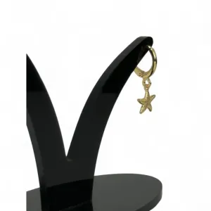 BRINCO ARGOLA COM PENDURICALHO ESTRELA DO MAR LISA - BANHADO A OURO 18K