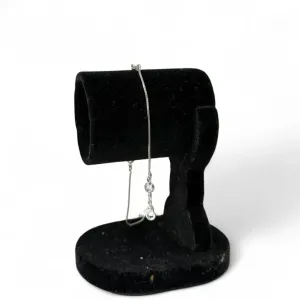 TORNOZELEIRA VENEZIANA COM PONTO DE LUZ CRISTAL E EXTENSOR- BANHADO A RODIO BRANCO