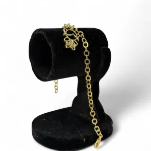 PULSEIRA ELO GRUMET LARGO COM BONECO MENINA CRAVEJADO ZIRCONIA CRISTAL-  BANHADO A OURO 18K