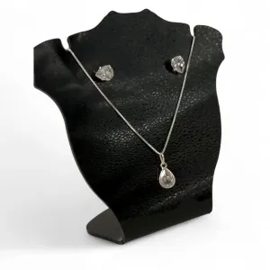 CONJUNTO CORRENTE VENEZIANA COM BRINCO DE GOTA E ZIRCONIA CRISTAL  -PRATA 925