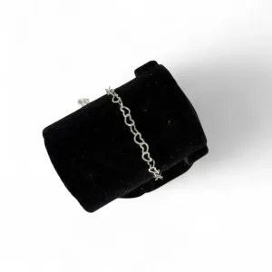 PULSEIRA CORRENTE CORAÇÃO VAZADO- BANHADO A RODIO BRANCO