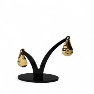 BRINCO ORGANICO GOTA GRANDE LISA - BANHADO A OURO 18K