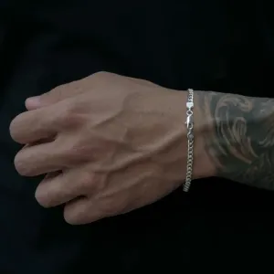 PULSEIRA MASCULINA GRUMET FINA 4MM - BANHADO A PRATA 925