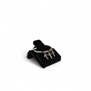 ANEL LISO COM CRUZ TRIPLA ZIRC. PENDURADO Nª15 - PRATA 925