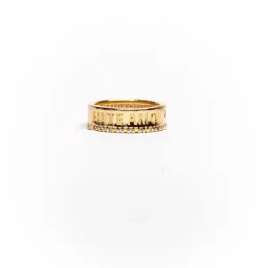 ANEL EU TE AMO COM ZIRCONIA CRISTAL - Nª14- BANHADO A OURO 18K