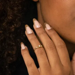 ANEL FALANGE PÉROLA TRIPLA Nª08- BANHADO A OURO 18K