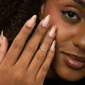 ANEL PAZ COM MICRO ZIRCÔNIA CRISTAL Nº05 - BANHADO A OURO 18K