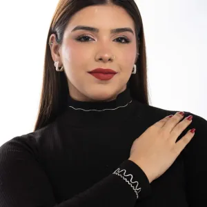 BRACELETE ONDULADO LARGO - BANHADO A PRATA 925