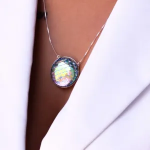 CORRENTE ESCAMA DE SEREIA FRUTA-COR REDONDO GRANDE- PRATA 925