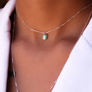 CORRENTE ESCAMA DE SEREIA FRUTA-COR VERDE  -PRATA 925