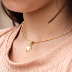 CORRENTE INFANTIL 45CM UNICÓRNIO RESINADO - BANHADO A OURO 18K