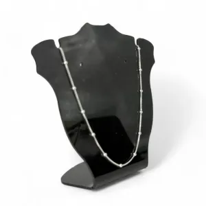 CORRENTE VENEZIANA COM BOLINHAS LISA 50CM -PRATA 925