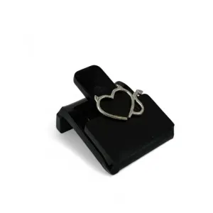 PIERCING CORAÇÃO DIABINHO  - BANHADO A RÓDIO BRANCO