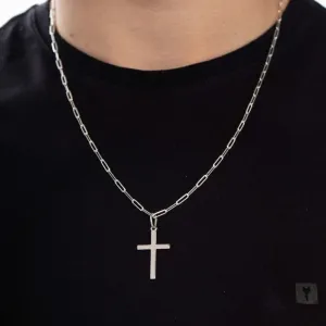 PINGENTE CRUZ CHEIA LISA MÉDIA - BANHADO A PRATA 925