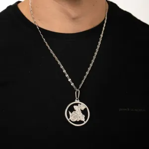 PINGENTE SÃO JORGE GRANDE - BANHADO A RÓDIO BRANCO