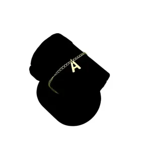 PULSEIRA GRUMET FINO COM INCIAL A- BANHADO A OURO 18K