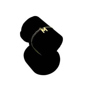 PULSEIRA GRUMET FINO COM INCIAL M- BANHADO A OURO 18K