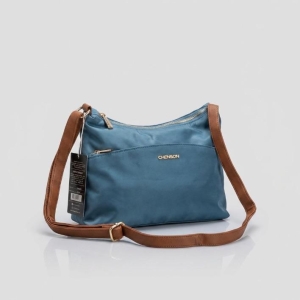 BOLSA AZUL COM MARROM LISA POLIURETANO CHENSON