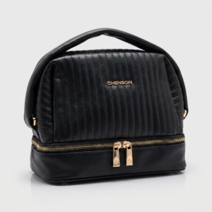 NECESSAIRE DUPLA TERMICA PRETA LISTRADA CHENSON