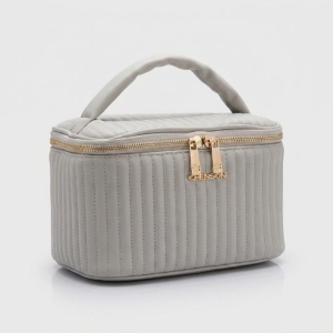 NECESSAIRE QUADRADA CINZA LISTRADA CHENSON
