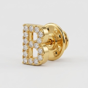 BROCHE COM INICIAL B CRAVEJADO - BANHADO A OURO 18K